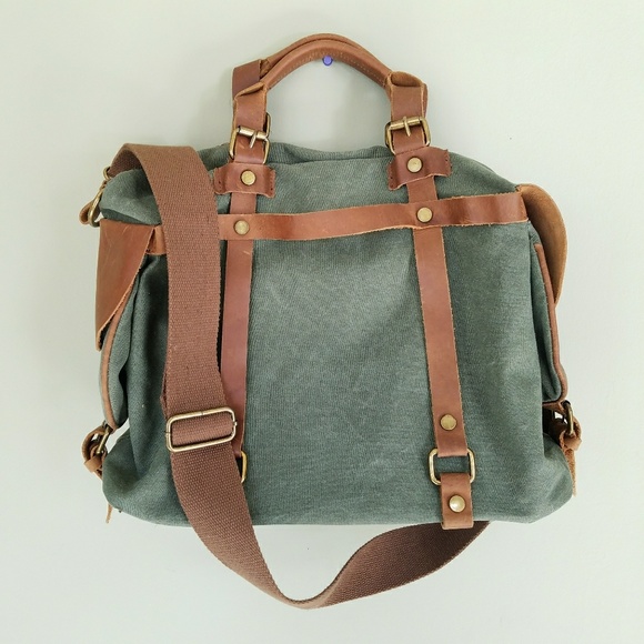 Handbags - Vintage Canvas Leather Satchel